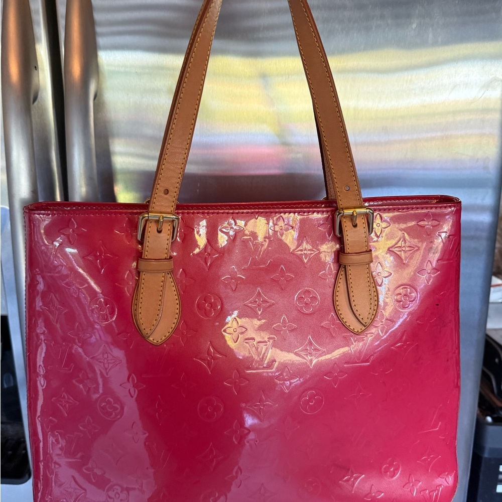 Louis Vuitton Red Patent Leather Tote Bag